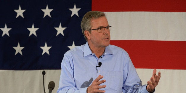 NASHUA, NH - APRIL 17: Former Florida Gov. Jeb Bush speaks at the First in the Nation Republican Leadership Summit April 17, 2015 in Nashua, New Hampshire. The Summit brought together local and national Republicans and was attended by all the Republicans candidates as well as those eyeing a run for the nomination. (Photo by Darren McCollester/Getty Images)