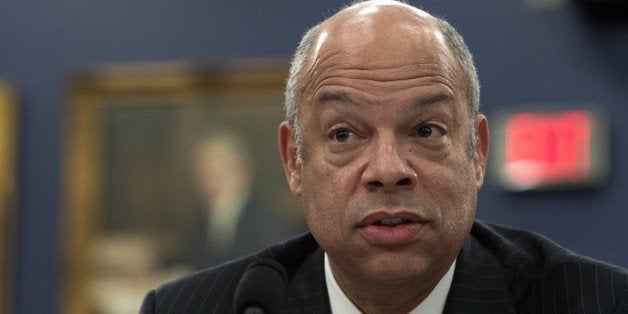 US Homeland Security Secretary Jeh Johnson testifies before a House Appropriations Committee Homeland Security Subcommittee hearing on the Homeland Security Department budget on Capitol Hill in Washington, DC, on March 26, 2015. AFP PHOTO/NICHOLAS KAMM (Photo credit should read NICHOLAS KAMM/AFP/Getty Images)