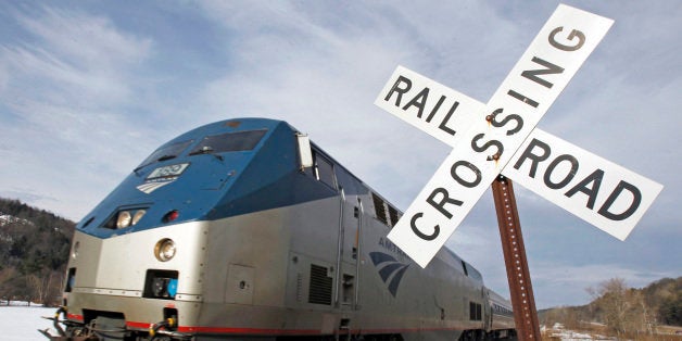 FILE-In this March 11, 2013 file photo, the Amtrak Vermonter heads south in Middlesex, Vt. Amtrak says ridership was up in two of its three northern New England routes in the last fiscal year. Amtrak said Monday that ridership increased 3.5 percent on the Downeaster, which travels from Boston to Maine and includes stops in New Hampshire. The Vermonter service from St. Albans to Washington, D.C., also saw an increase in ridership and sales, with ridership going up 2.5 percent. (AP Photo/Toby Talbot, File)