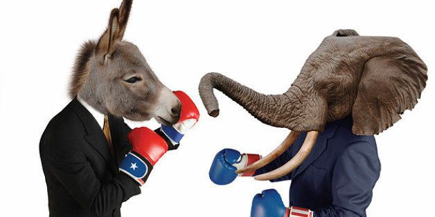 Democrat vs. Republican on white