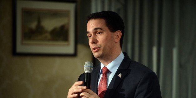 NASHUA, NH - APRIL 18: U.S. Sen. Scott Walker (R-WI) speaks at the First in the Nation Republican Leadership Summit April 18, 2015 in Nashua, New Hampshire. The Summit brought together local and national Republicans and was attended by all the Republicans candidates as well as those eyeing a run for the nomination. (Photo by Darren McCollester/Getty Images)