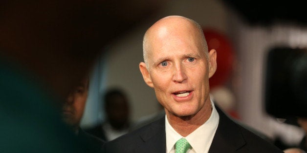 MIRAMAR, FL - JANUARY 23: Florida Governor Rick Scott speaks to the media during a visit to SeaLand shipping lines new Intra