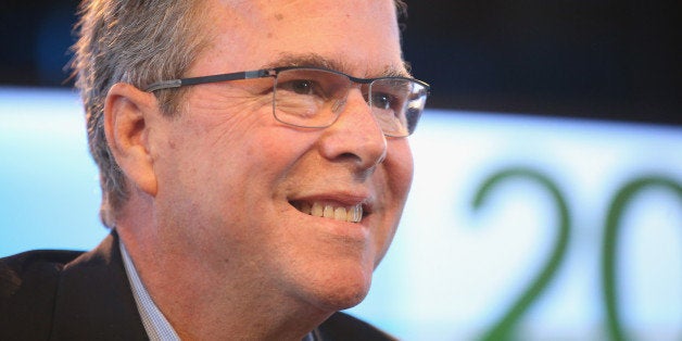 DES MOINES, IA - MARCH 07: Former Florida Governor Jeb Bush fields questions from Bruce Rastetter at the Iowa Ag Summit on March 7, 2015 in Des Moines, Iowa. The event allows the invited speakers, many of whom are potential 2016 Republican presidential hopefuls, to outline their views on agricultural issue. (Photo by Scott Olson/Getty Images)