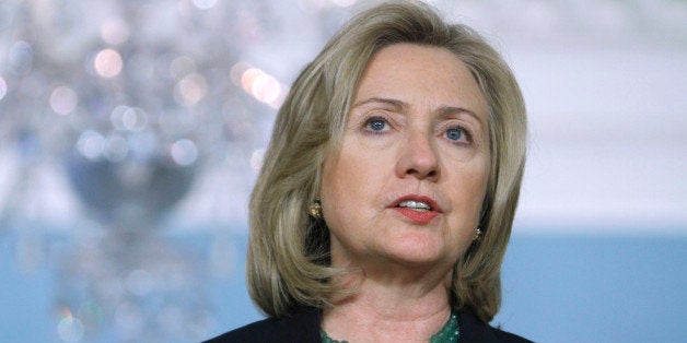 Secretary of State Hillary Rodham Clinton speaks at the State Department in Washington, Wednesday, March 23, 2011, during her