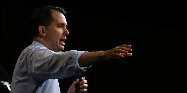 NASHVILLE, TN - APRIL 10: Wisconsin Gov. Scott Walker speaks during the NRA-ILA Leadership Forum at the 2015 NRA Annual Meeting & Exhibits on April 10, 2015 in Nashville, Tennessee. The annual NRA meeting and exhibit runs through Sunday. (Photo by Justin Sullivan/Getty Images)