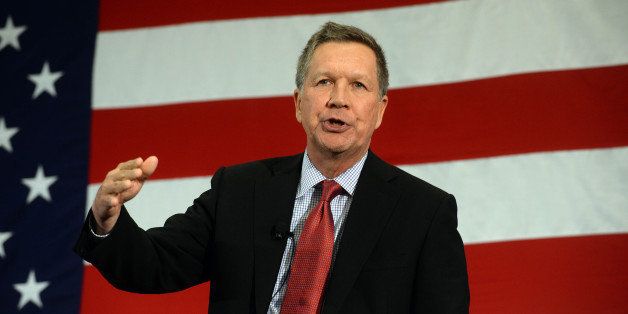 NASHUA, NH - APRIL 18: Ohio Gov. John Kasich speaks at the First in the Nation Republican Leadership Summit April 18, 2015 in Nashua, New Hampshire. The Summit brought together local and national Republicans and was attended by all the Republicans candidates as well as those eyeing a run for the nomination. (Photo by Darren McCollester/Getty Images)