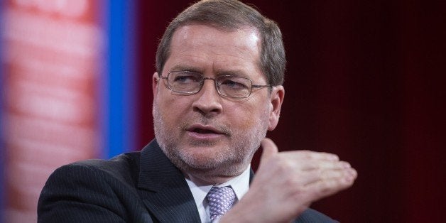 Grover Norquist, founder and president of Americans for Tax Reform, participates in a session on 'Strategic Communication' at the annual Conservative Political Action Conference (CPAC) at National Harbor, Maryland, outside Washington, on February 26, 2015. AFP PHOTO/NICHOLAS KAMM (Photo credit should read NICHOLAS KAMM/AFP/Getty Images)