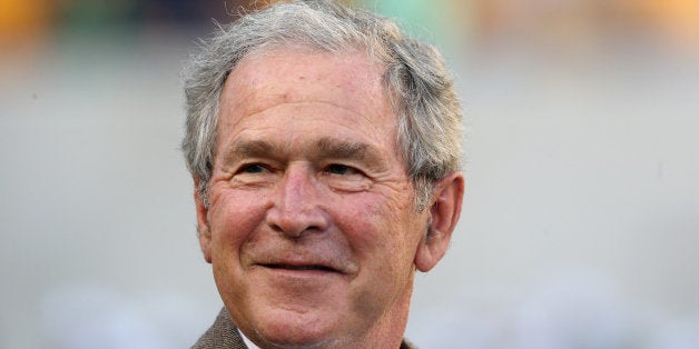WACO, TX - AUGUST 31: Former U.S. President George W. Bush attends a game between the Southern Methodist Mustangs and the Ba
