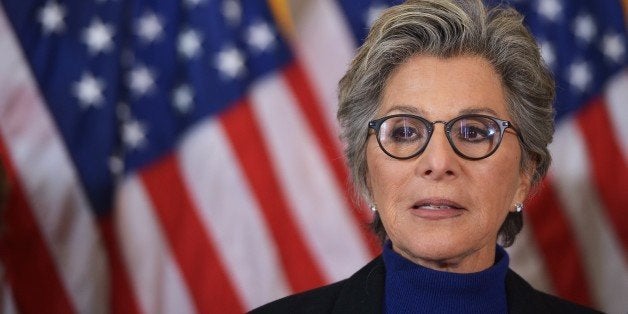 Senator Barbara Boxer, D-CA, speaks during a press conference calling for the creation of an independent military justice system for deal with sexual harassment and assault in the military,on Capitol Hill in Washington, DC on February 6, 2014. AFP PHOTO/Mandel NGAN (Photo credit should read MANDEL NGAN/AFP/Getty Images)