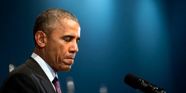 UMCLEAN, VA - APRIL 24: S President Barack Obama speaks at a ceremony marking the 10th anniversary of the formation for the Office of the Director of National Intelligence, at it's headquarters on April 24, 2015 in McClean, Virginia. (Photo by Kevin Dietsch-Pool/Getty Images)