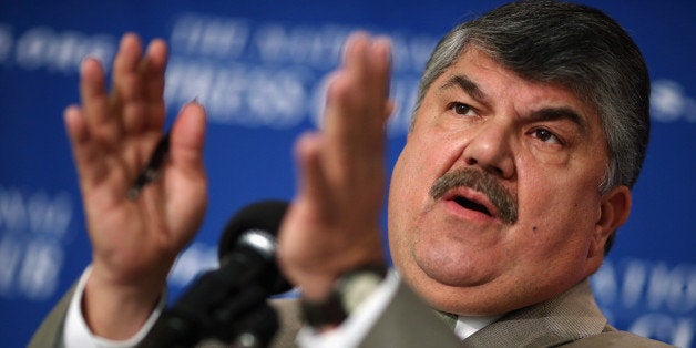 WASHINGTON, DC - JULY 12: AFL-CIO President Richard Trumka holds a news conference to announce the 'Workers Stand for America' campaign and event at the National Press Club July 12, 2012 in Washington, DC. Trumka and other labor leaders said that working people, both union and non-union, are invited to participate in the event August 11 in Philadelphia, two weeks before the Republican and Democratic party national conventions (Photo by Chip Somodevilla/Getty Images)