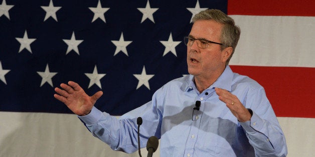 NASHUA, NH - APRIL 17: Former Florida Gov. Jeb Bush speaks at the First in the Nation Republican Leadership Summit April 17, 2015 in Nashua, New Hampshire. The Summit brought together local and national Republicans and was attended by all the Republicans candidates as well as those eyeing a run for the nomination. (Photo by Darren McCollester/Getty Images)