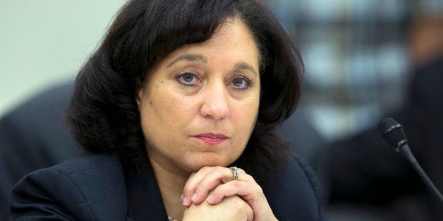 FILE - In this April 12, 2013 file photo, Drug Enforcement Administration (DEA) Administrator Michelle Leonhart listens while