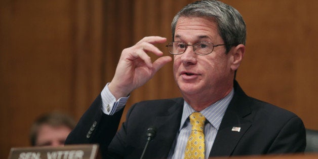 WASHINGTON, DC - JANUARY 30: Senate Environment and Public Works Committee ranking member Sen. David Vitter (R-LA) questions members of the U.S. Nuclear Regulatory Commission during an oversight hearing in the Dirksen Senate Office Building on Capitol Hill January 30, 2014 in Washington, DC. The commissioiners answered senators' questions about their transparency, travel budgets, the continued clean up of the Fukushima disaster in Japan and other related issues. (Photo by Chip Somodevilla/Getty Images)