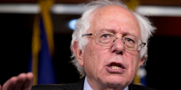 Sen. Bernie Sanders, I-Vt., speaks during a news conference on Capitol Hill in Washington, Wednesday, April 29, 2015. Sanders will announce his plans to seek the Democratic nomination for president on Thursday, presenting a liberal challenge to Hillary Rodham Clinton. Sanders, an independent who describes himself as a "democratic socialist," will follow a statement with a major campaign kickoff in his home state in several weeks. Two people familiar with his announcement spoke to The Associated Press under condition of anonymity to describe internal planning. (AP Photo/Carolyn Kaster)