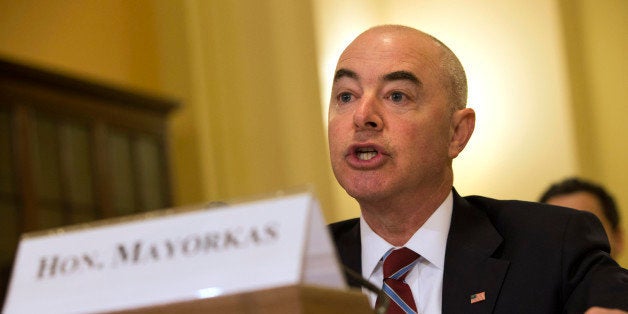 Homeland Security Deputy Secretary Alejandro Mayorkas testifies on Capitol Hill in Washington, Thursday, April 30, 2015, before a House Homeland Security Committee hearing on allegations of special access and political influence at the department. Mayorkas told the committee he regrets creating a perception of favoritism by getting involved in foreign investor visa cases involving prominent Democrats while head of U.S. Citizenship and Immigration Services. (AP Photo/Jacquelyn Martin)