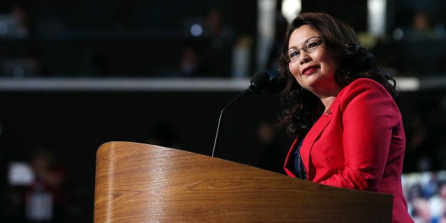 CHARLOTTE, NC - SEPTEMBER 04: Illinois nominee for Congress Tammy Duckworth speaks during day one of the Democratic National Convention at Time Warner Cable Arena on September 4, 2012 in Charlotte, North Carolina. The DNC that will run through September 7, will nominate U.S. President Barack Obama as the Democratic presidential candidate. (Photo by Justin Sullivan/Getty Images)