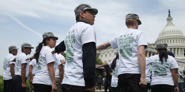 WASHINGTON, DC - MAY 20: A group of military 'DREAMers', undocumented youth who aspire to serve the United States in uniform