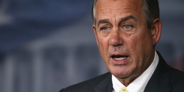 WASHINGTON, DC - APRIL 30: House Speaker Boehner John Boehner (R-OH) speaks to the media during a news conference at the U.S