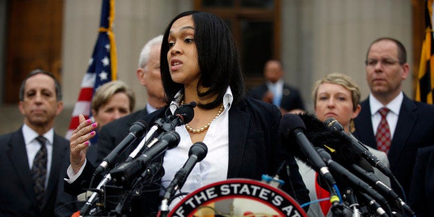 Marilyn Mosby, Baltimore state's attorney, speaks during a media availability, Friday, May 1, 2015 in Baltimore. Mosby announced criminal charges against all six officers suspended after Freddie Gray suffered a fatal spinal injury while in police custody. (AP Photo/Alex Brandon)