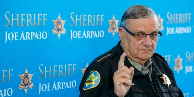 Maricopa County Sheriff Joe Arpaio pauses as he answers a question after announcing dozens of arrests in a prostitution sting during a news conference at Maricopa County Sheriff's Office Headquarters Wednesday, Dec. 18, 2013, in Phoenix. Maricopa County sheriff's deputies made dozens of arrests in the sting in which undercover officers posed as 16-year-old girls as men responded to an online ad. The investigation also resulted in numerous drug-related arrests. (AP Photo/Ross D. Franklin)
