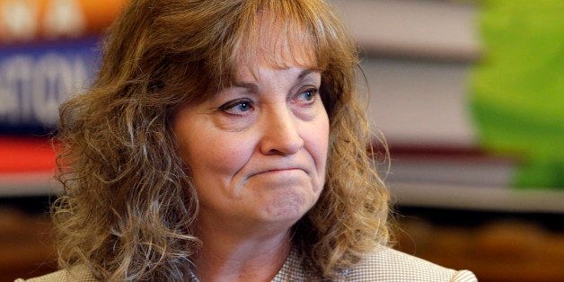 Superintendent of Public Instruction Glenda Ritz discusses changes to how the state education policy will be made and school funding changes from the legislative session that ended the day before during a press conference at the Statehouse in Indianapolis, Thursday, April 30, 2015. (AP Photo/Michael Conroy)