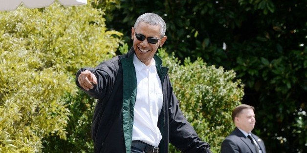 WASHINGTON, DC - MAY 2: (AFP OUT) U.S. President Barack Obama walks towards Marine One on the South Lawn of the White House prior to his departure May 2, 2015 in Washington, DC. The President is traveling to Camp David. (Photo by Olivier Douliery-Pool/Getty Images)