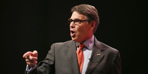 WAUKEE, IA - APRIL 25: Former Texas Governor Rick Perry speaks to guests gathered at the Point of Grace Church for the Iowa Faith and Freedom Coalition 2015 Spring Kickoff on April 25, 2015 in Waukee, Iowa. The Iowa Faith & Freedom Coalition, a conservative Christian organization, hosted 9 potential contenders for the 2016 Republican presidential nominations at the event. (Photo by Scott Olson/Getty Images)