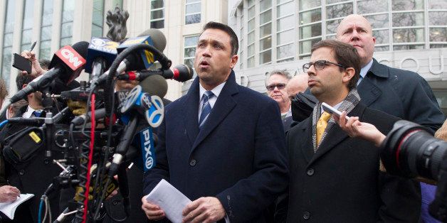 NEW YORK, NY - DECEMBER 23: U.S. Rep. Michael Grimm (R-NY), speaks to the media outside US District Court on December 23, 2014 in the Brooklyn borough of New York City. Grimm pleaded guilty to one count of felony tax fraud. (Michael Graae/Getty Images)