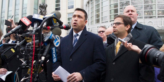 NEW YORK, NY - DECEMBER 23: U.S. Rep. Michael Grimm (R-NY), speaks to the media outside US District Court on December 23, 201