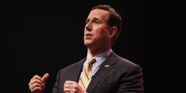 WAUKEE, IA - APRIL 25: Former Pennsylvania Senator Rick Santorum speaks to guests gathered at the Point of Grace Church for