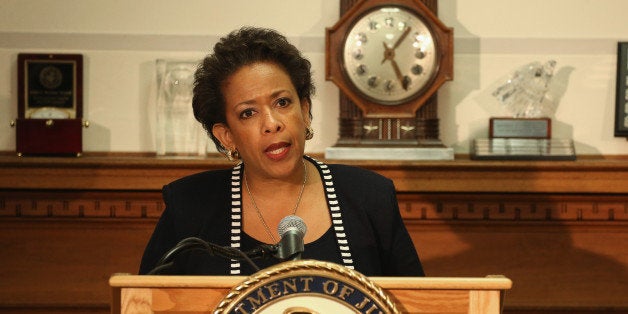 WASHINGTON, DC - APRIL 29: Attorney General Loretta Lynch speaks about the recent violence in Baltimore during a news conference at the Justice Department April 29, 2015 in Washington, DC. This is Attorney General Lynchs first on camera news conference since being sworn in last Monday. (Photo by Mark Wilson/Getty Images)