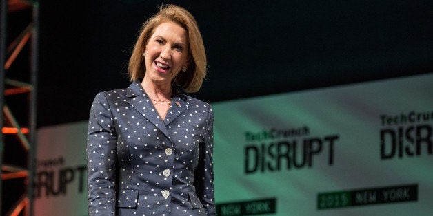 NEW YORK, NY - MAY 05: Republican presidential hopeful Carly Fiorina speaks at TechCrunchÃs Disrupt conference on May 5, 2015 in New York City. Fiorina is the former co Chief Executive of Hewlett-Packard. (Photo by Andrew Burton/Getty Images)