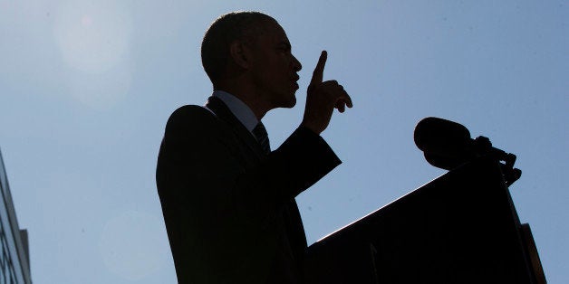 President Barack Obama speaks at Nike headquarters in Beaverton, Ore., Friday, May 8, 2015. Obama visited the giant athletic apparel company to make his trade policy pitch as he struggles to win over Democrats for what could be the last major legislative push of his presidency. (AP Photo/Pablo Martinez Monsivais)