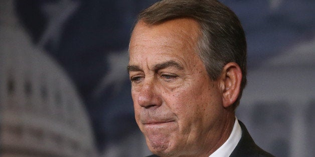 WASHINGTON, DC - APRIL 30: House Speaker Boehner John Boehner (R-OH) speaks to the media during a news conference at the U.S. Capitol April 30, 2015 in Washington, DC. Speaker Boehner talked about several issues including Iran and the situatiuon in Baltimore. (Photo by Mark Wilson/Getty Images)