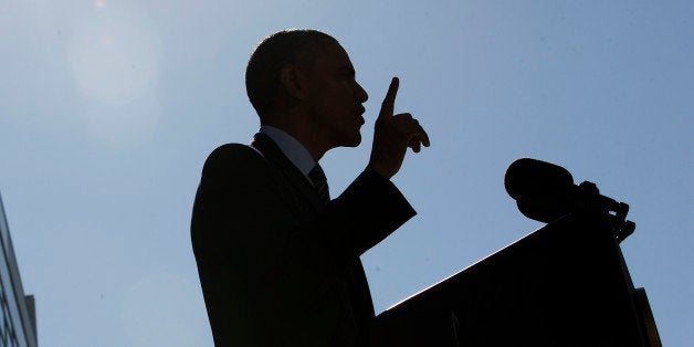 President Barack Obama speaks at Nike headquarters in Beaverton, Ore., Friday, May 8, 2015. Obama visited the giant athletic apparel company to make his trade policy pitch as he struggles to win over Democrats for what could be the last major legislative push of his presidency. (AP Photo/Pablo Martinez Monsivais)