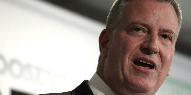 WASHINGTON, DC - MAY 12: New York City Mayor Bill de Blasio speaks about the release of a new report authored by Nobel-prize