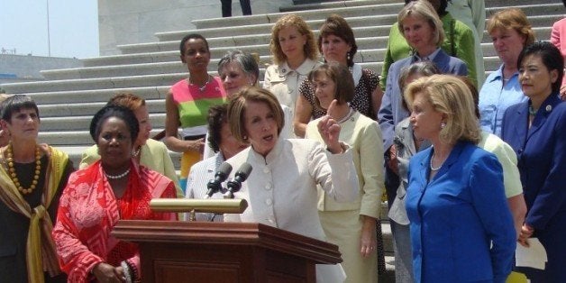 Speaker Nancy Pelosi, Chairwoman Carolyn Maloney, Chairwoman Barbara Lee, Chairwoman Nydia Velazquez, Congresswoman Allyson Schwartz, Congresswoman Susan Davis, Congresswoman Judy Chu, Congresswoman Rosa DeLauro, and House Democratic women Members held a press conference this afternoon on the East Front Steps of the Capitol to urge Senate Republicans to stop blocking job creation legislation.