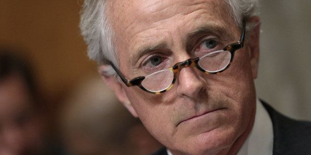 WASHINGTON, DC - APRIL 14: Senate Foreign Relations Committee Chairman Sen. Bob Corker (R-TN) makes opening remarks during a committee markup meeting on the proposed nuclear agreement with Iran April 14, 2015 in Washington, DC. A bipartisan compromise reached by Corker and Sen. Ben Cardin (D-MD) would create a review period that is shorter than originally proposed for a final nuclear deal with Iran and creates compromise language on the removal of sanctions contingent on Iran ceasing support for terrorism. (Photo by Win McNamee/Getty Images)