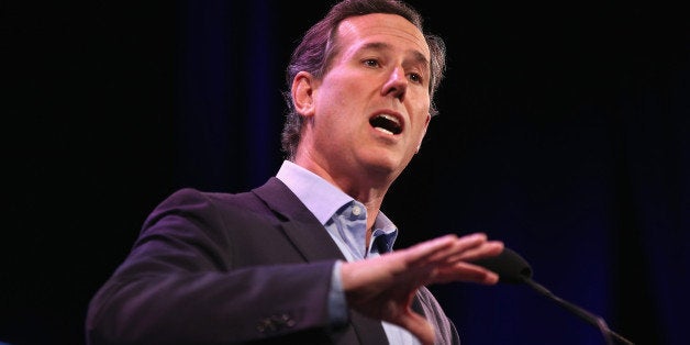 DES MOINES, IA - JANUARY 24: Former Pennsylvania Senator Rick Santorum speaks to guests at the Iowa Freedom Summit on Janua