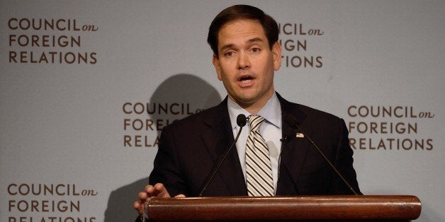 Presidential candidate and Florida Republican US Senator Marco Rubio speaks to the audience May 13, 2015 at the Council on Foreign Relations in New York. Rubio set out an uncompromising doctrine for wielding American power Wednesday, in the first major foreign policy address of his White House campaign. Rubio presented a hawkish three-pillared credo founded on military power, the protection of economic interests and the promotion of American values. AFP PHOTO/DON EMMERT (Photo credit should read DON EMMERT/AFP/Getty Images)