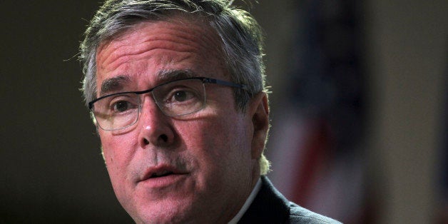 Former Florida Gov. Jeb Bush attends an event at the Metropolitan University in San Juan, Puerto Rico, Tuesday, April 28, 2015. (AP Photo/Ricardo Arduengo)