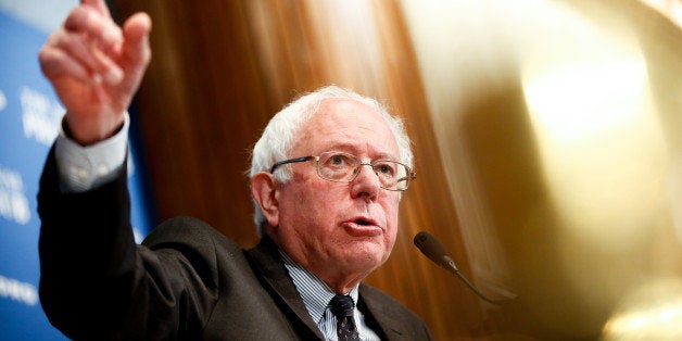 Sen. Bernie Sanders, I-Vt., speaks at a luncheon at the National Press Club on Monday, March 9, 2015 in Washington. Sanders, an independent who caucuses with Democrats, is considering running for the 2016 Democratic nomination as a liberal alternative to Hillary Clinton, focusing on income inequality and climate change. (AP Photo/Andrew Harnik)