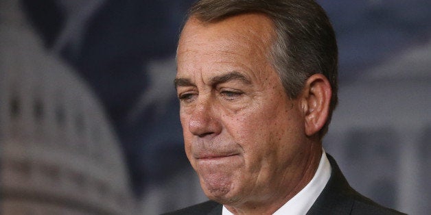 WASHINGTON, DC - APRIL 30: House Speaker Boehner John Boehner (R-OH) speaks to the media during a news conference at the U.S