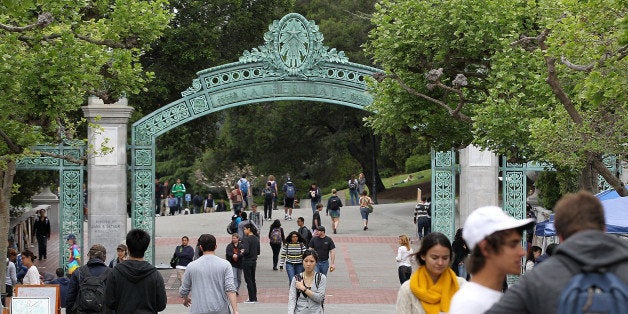 BERKELEY, CA - APRIL 23: UC Berkeley students walk through Sproul Plaza on the UC Berkeley campus April 23, 2012 in Berkeley