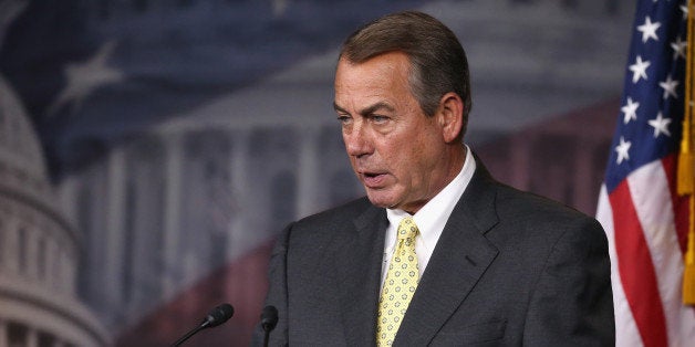 WASHINGTON, DC - APRIL 30: House Speaker Boehner John Boehner (R-OH) speaks to the media during a news conference at the U.S. Capitol April 30, 2015 in Washington, DC. Speaker Boehner talked about several issues including Iran and the situatiuon in Baltimore. (Photo by Mark Wilson/Getty Images)