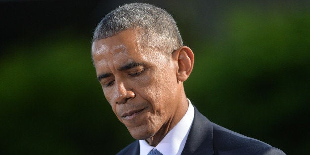 CAMP DAVID, MD - MAY 14: U.S. President Barack Obama speaks to reporters following the Gulf Cooperation Council-U.S. summit