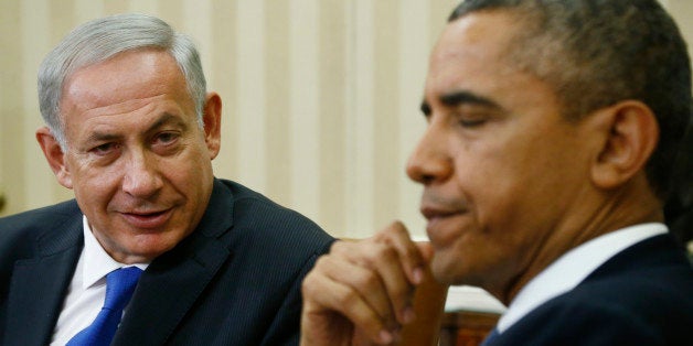 President Barack Obama meets with Israeli Prime Minister Benjamin Netanyahu in the Oval Office at the White House in Washington, Monday, Sept. 30, 2013. The White House said the two leaders would discuss negotiations with the Palestinians, developments in Syria and Iran. (AP Photo/Charles Dharapak)