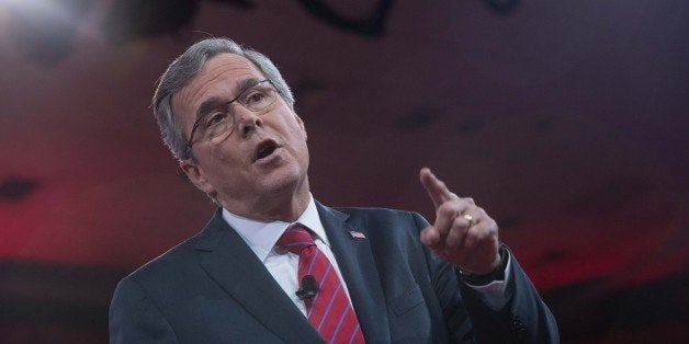 Former Florida governor Jeb Bush speaks at the annual Conservative Political Action Conference (CPAC) at National Harbor, Maryland, outside Washington,DC on February 27, 2015. AFP PHOTO/NICHOLAS KAMM (Photo credit should read NICHOLAS KAMM/AFP/Getty Images)