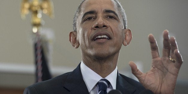 US President Barack Obama addresses youth and law enforcement from the Camden community in Camden, New Jersey, on May 18, 2015. AFP PHOTO/NICHOLAS KAMM (Photo credit should read NICHOLAS KAMM/AFP/Getty Images)